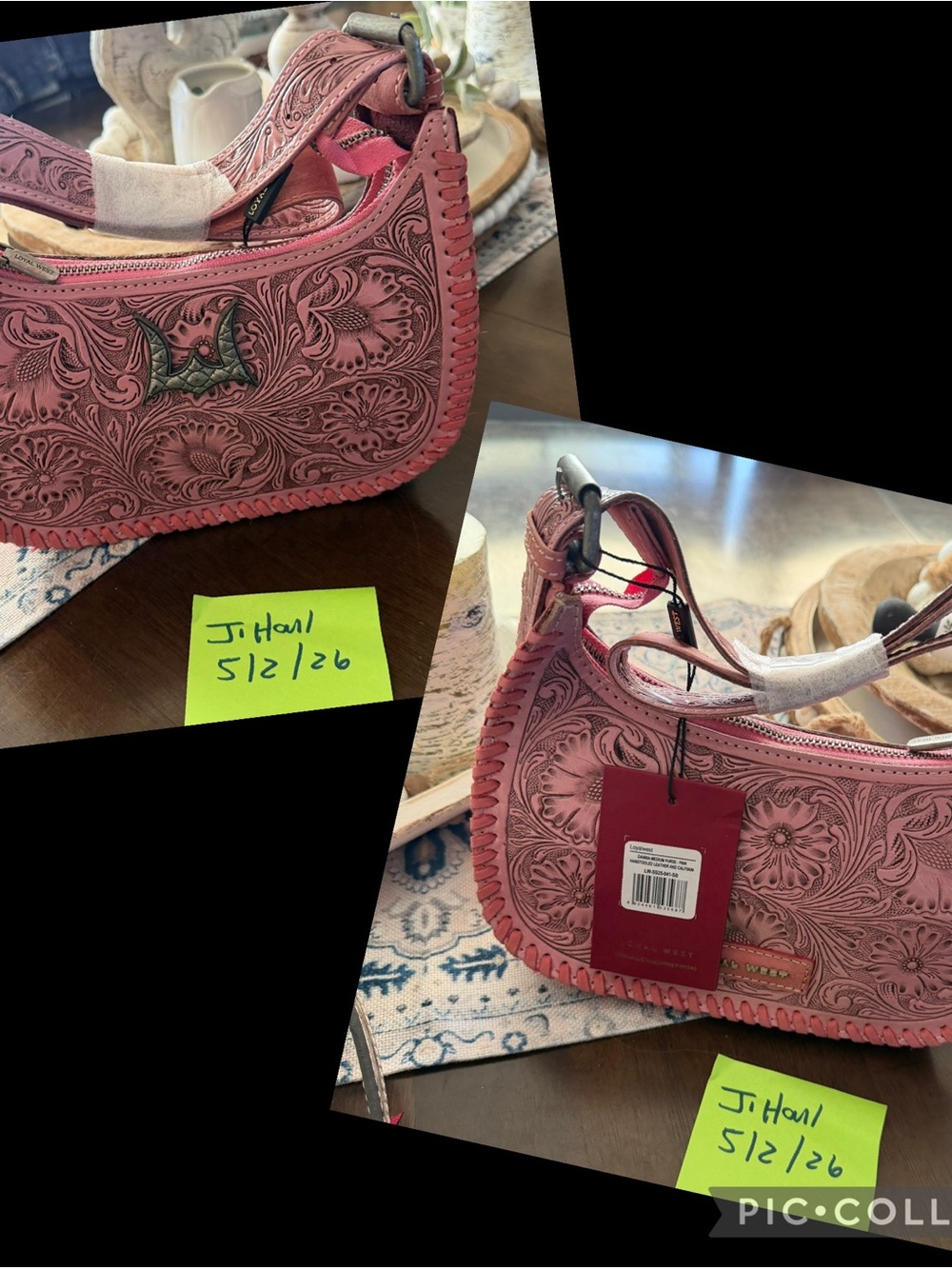 Montana West Bright Pink Tooled Leather Bag
